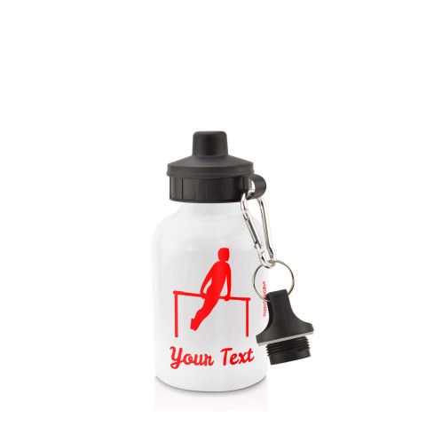 in White (400ml) with Screw Cap (Gymnastics Icon) Red (Personalised with Text)
