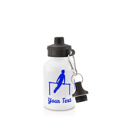 in White (400ml) with Screw Cap (Gymnastics Icon) Royal Blue (Personalised with Text)