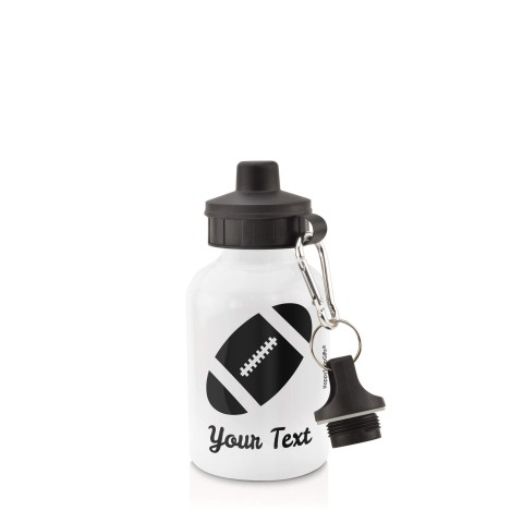 in White (400ml) with Screw Cap (Rugby Icon) Black (Personalised with Text)