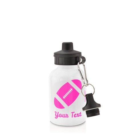 in White (400ml) with Screw Cap (Rugby Icon) Hot Pink (Fuchsia) (Personalised with Text)