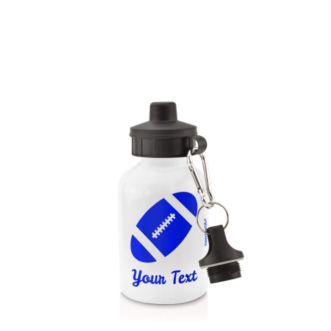 in White (400ml) with Screw Cap (Rugby Icon) Royal Blue (Personalised with Text)