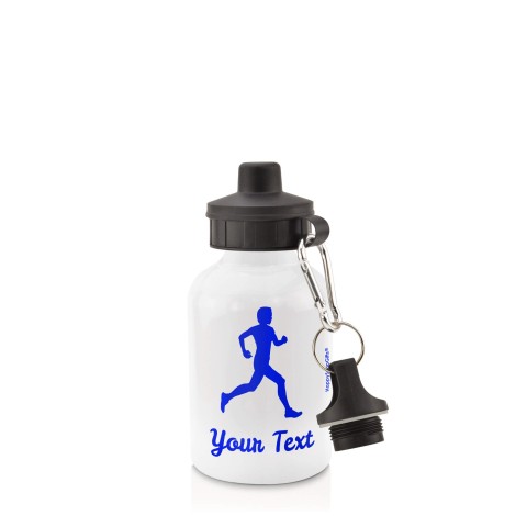 in White (400ml) with Screw Cap (Running Icon) Royal Blue (Personalised with Text)