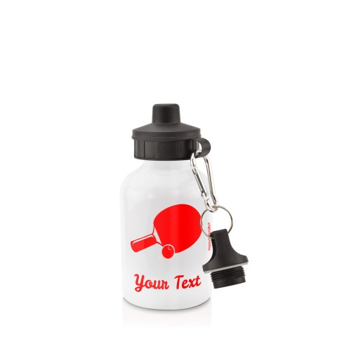 in White (400ml) with Screw Cap (Table Tennis Icon) Red (Personalised with Text)
