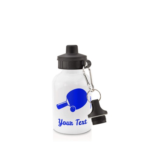 in White (400ml) with Screw Cap (Table Tennis Icon) Royal Blue (Personalised with Text)