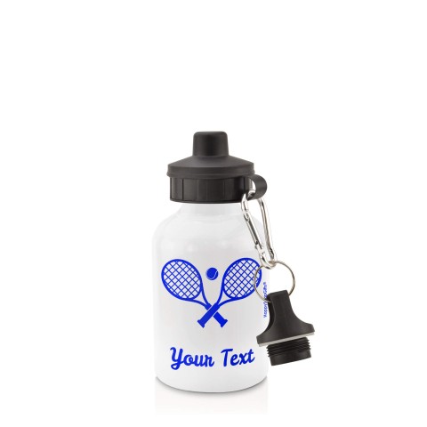 in White (400ml) with Screw Cap (Tennis Icon) Royal Blue (Personalised with Text)