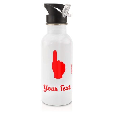 in White (600ml) with Drinking Straw (We Are No. 1 Icon) Red (Personalised with Text)