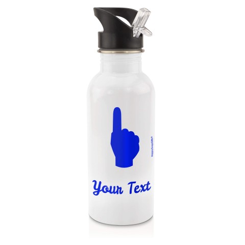 in White (600ml) with Drinking Straw (We Are No. 1 Icon) Royal Blue (Personalised with Text)