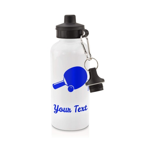in White (600ml) with Screw Cap (Table Tennis Icon) Royal Blue (Personalised with Text)