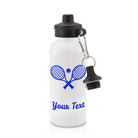 in White (600ml) with Screw Cap (Tennis Icon) Royal Blue (Personalised with Text)