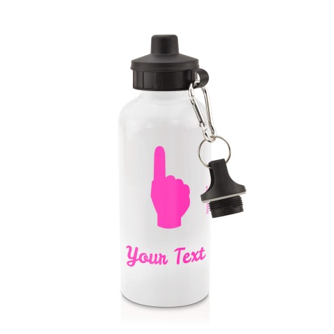 in White (600ml) with Screw Cap (We Are No. 1 Icon) Hot Pink (Fuchsia) (Personalised with Text)