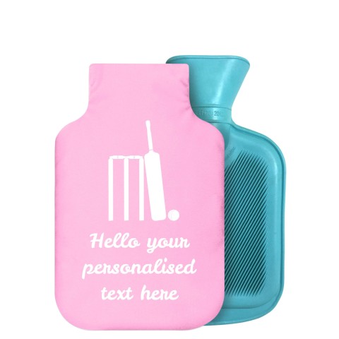 - 750ml Highlight (Stock Available Colour) (Cricket Icon) Baby Pink Soft Velvet Polyester Fabric Removable Cover (Optional Personalised Gift Text)