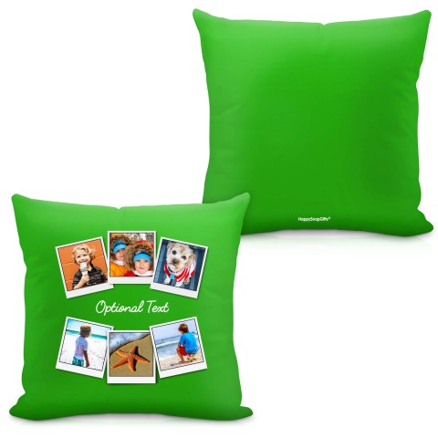 (Square 40cm) (Polaroid Style Photo Print) - Bright Green Soft Velvet Polyester Fabric (Personalised with Text)