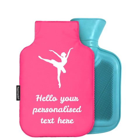- Mini (750ml) (Ballet Icon) - Fuchsia Pink Soft Velvet Polyester Fabric and Removable Cover (Personalised with Text)