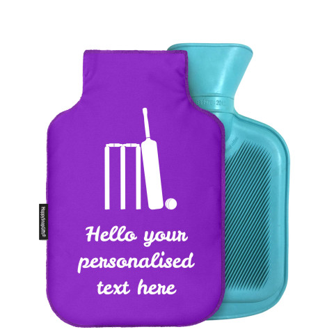 - Mini (750ml) (Cricket Icon) - Purple Soft Velvet Polyester Fabric and Removable Cover (Personalised with Text)
