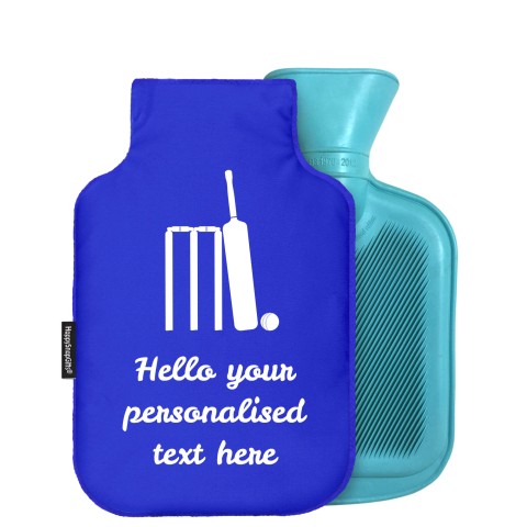- Mini (750ml) (Cricket Icon) - Royal Blue Soft Velvet Polyester Fabric and Removable Cover (Personalised with Text)