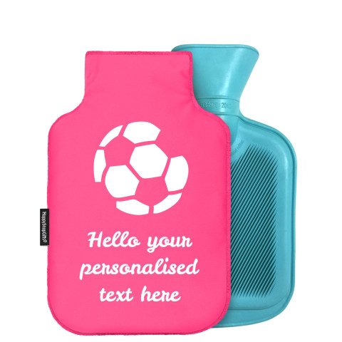 - Mini (750ml) (Football Icon) - Fuchsia Pink Soft Velvet Polyester Fabric and Removable Cover (Personalised with Text)