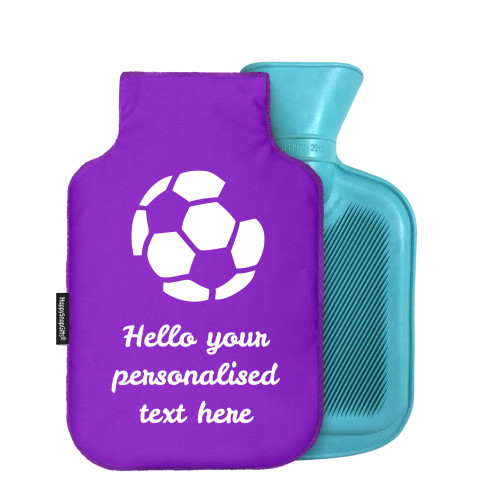 - Mini (750ml) (Football Icon) - Purple Soft Velvet Polyester Fabric and Removable Cover (Personalised with Text)