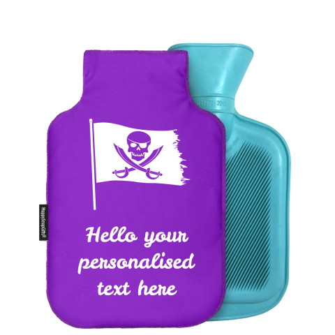- Mini (750ml) (Pirate Flag Icon) - Purple Soft Velvet Polyester Fabric and Removable Cover (Personalised with Text)