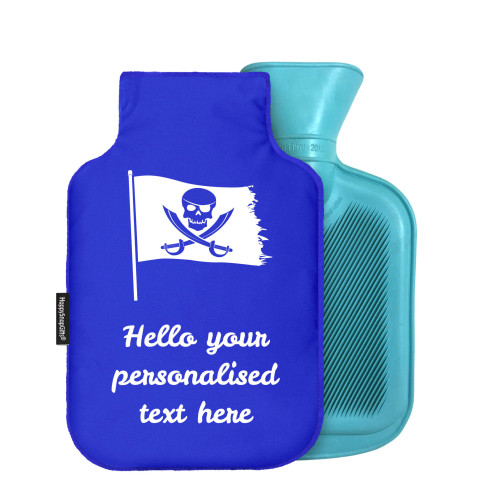 - Mini (750ml) (Pirate Flag Icon) - Royal Blue Soft Velvet Polyester Fabric and Removable Cover (Personalised with Text)