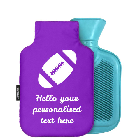- Mini (750ml) (Rugby Icon) - Purple Soft Velvet Polyester Fabric and Removable Cover (Personalised with Text)