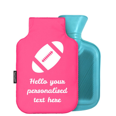 - Mini (750ml) (Rugby Icon) - Fuchsia Pink Soft Velvet Polyester Fabric and Removable Cover (Personalised with Text)