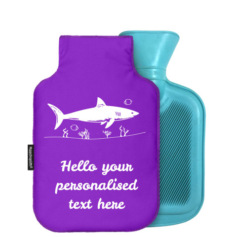 - Mini (750ml) (Shark Icon) - Purple Soft Velvet Polyester Fabric and Removable Cover (Personalised with Text)