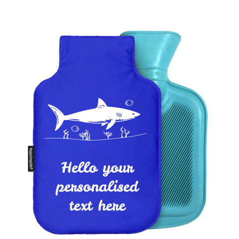 - Mini (750ml) (Shark Icon) - Royal Blue Soft Velvet Polyester Fabric and Removable Cover (Personalised with Text)