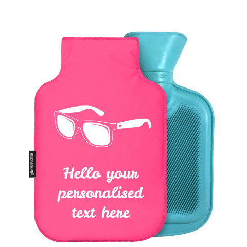 - Mini (750ml) (Sunglasses Icon) - Fuchsia Pink Soft Velvet Polyester Fabric and Removable Cover (Personalised with Text)