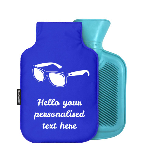 - Mini (750ml) (Sunglasses Icon) - Royal Blue Soft Velvet Polyester Fabric and Removable Cover (Personalised with Text)