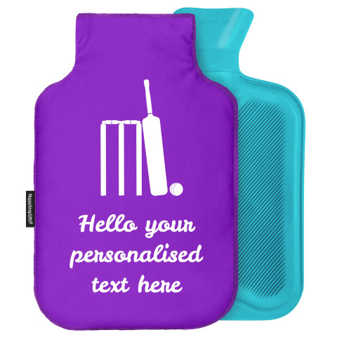 - Standard (2 Litre) (Cricket Icon) - Purple Soft Velvet Polyester Fabric and Removable Cover (Personalised with Text)