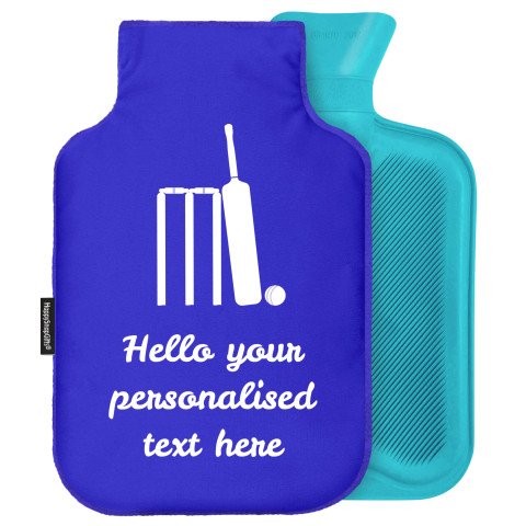 - Standard (2 Litre) (Cricket Icon) - Royal Blue Soft Velvet Polyester Fabric and Removable Cover (Personalised with Text)