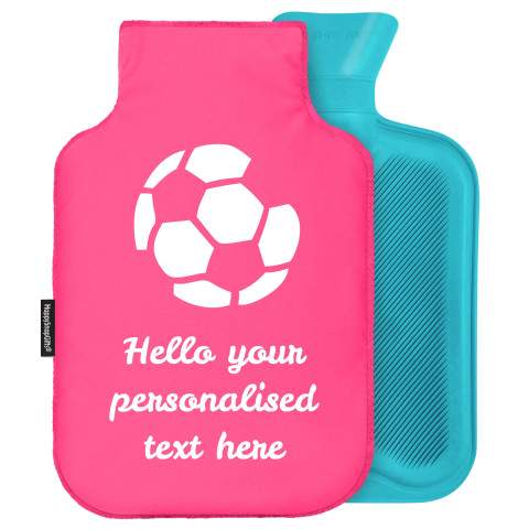 - Standard (2 Litre) (Football Icon) - Fuchsia Pink Soft Velvet Polyester Fabric and Removable Cover (Personalised with Text)