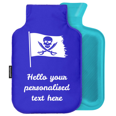 - Standard (2 Litre) (Pirate Flag Icon) - Royal Blue Soft Velvet Polyester Fabric and Removable Cover (Personalised with Text)