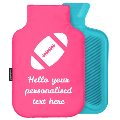 - Standard (2 Litre) (Rugby Icon) - Fuchsia Pink Soft Velvet Polyester Fabric and Removable Cover (Personalised with Text)