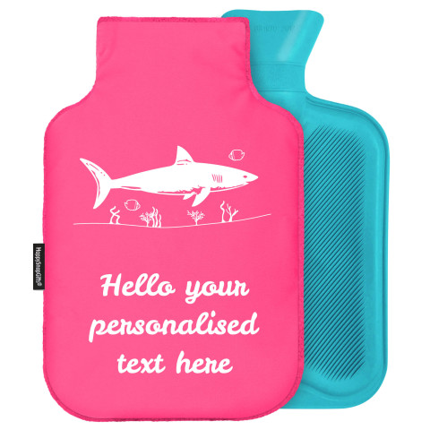 - Standard (2 Litre) (Shark Icon) - Fuchsia Pink Soft Velvet Polyester Fabric and Removable Cover (Personalised with Text)