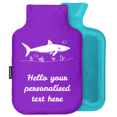 - Standard (2 Litre) (Shark Icon) - Purple Soft Velvet Polyester Fabric and Removable Cover (Personalised with Text)