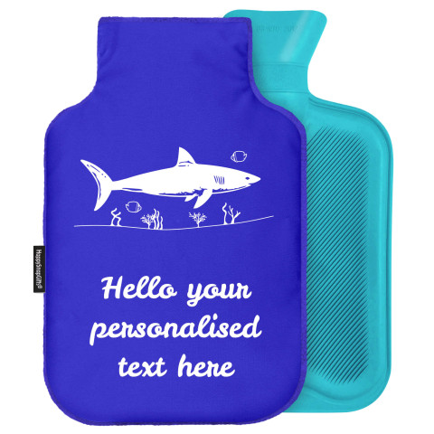 - Standard (2 Litre) (Shark Icon) - Royal Blue Soft Velvet Polyester Fabric and Removable Cover (Personalised with Text)