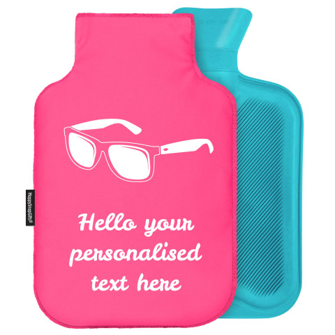 - Standard (2 Litre) (Sunglasses Icon) - Fuchsia Pink Soft Velvet Polyester Fabric and Removable Cover (Personalised with Text)