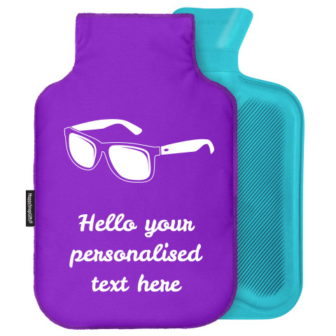 - Standard (2 Litre) (Sunglasses Icon) - Purple Soft Velvet Polyester Fabric and Removable Cover (Personalised with Text)