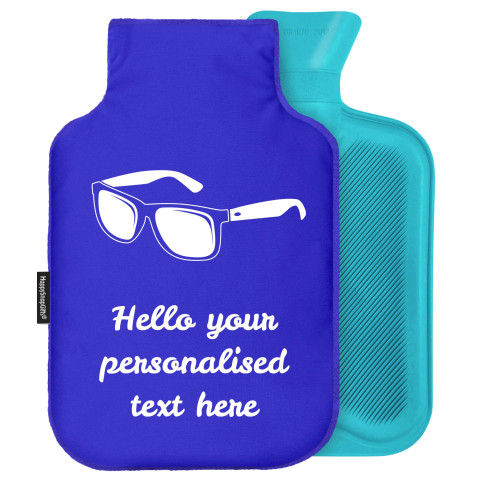 - Standard (2 Litre) (Sunglasses Icon) - Royal Blue Soft Velvet Polyester Fabric and Removable Cover (Personalised with Text)