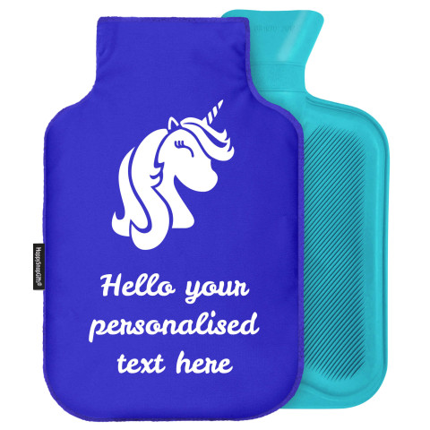 - Standard (2 Litre) (Unicorn Icon) - Royal Blue Soft Velvet Polyester Fabric and Removable Cover (Personalised with Text)