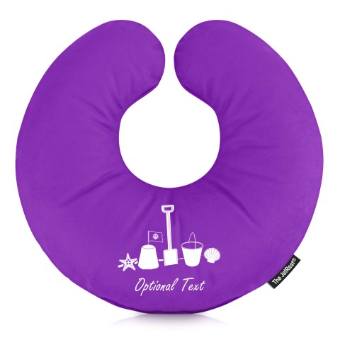 (25cm) (Bucket & Spade Icon) Purple Soft Velvet Polyester Fabric (Personalised with Text)