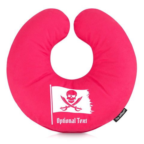(25cm) (Pirate Flag Icon) Hot Pink (Fuchsia) Soft Velvet Polyester Fabric (Personalised with Text)