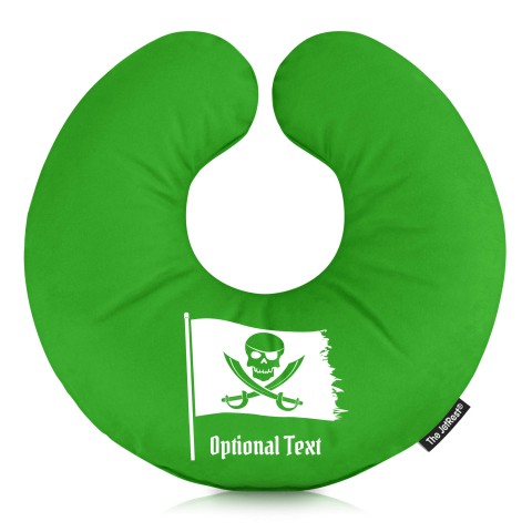 (25cm) (Pirate Flag Icon) Bright Green Soft Velvet Polyester Fabric (Personalised with Text)