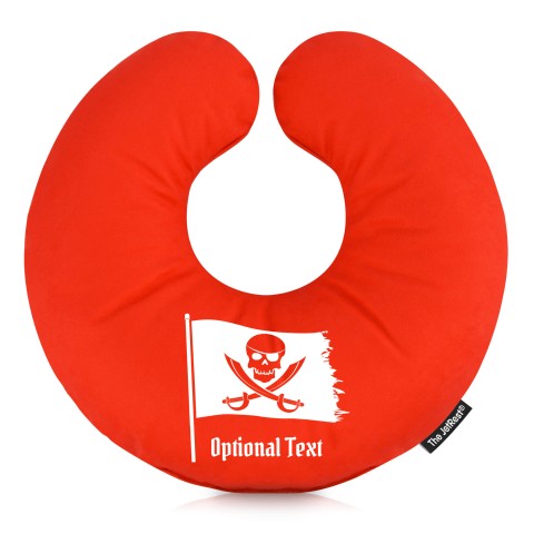 (25cm) (Pirate Flag Icon) Red Soft Velvet Polyester Fabric (Personalised with Text)
