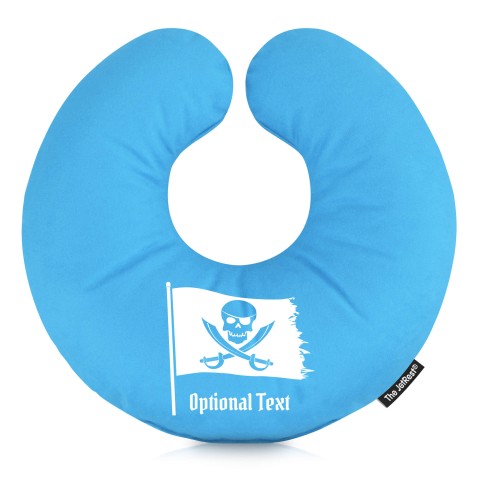 (25cm) (Pirate Flag Icon) Sky Blue Soft Velvet Polyester Fabric (Personalised with Text)