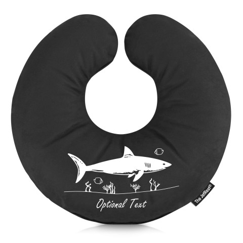 (25cm) (Shark Icon) Black Soft Velvet Polyester Fabric (Personalised with Text)