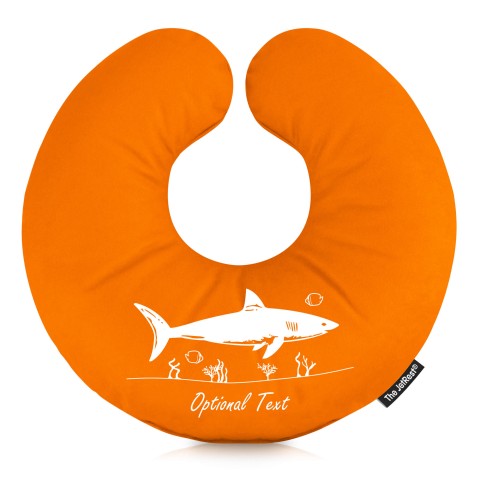 (25cm) (Shark Icon) Burnt Orange Soft Velvet Polyester Fabric (Personalised with Text)