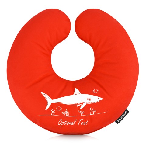 (25cm) (Shark Icon) Red Soft Velvet Polyester Fabric (Personalised with Text)