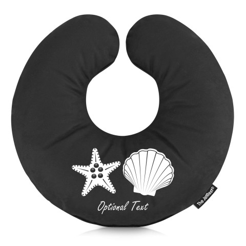 (25cm) (Starfish Icon) Black Soft Velvet Polyester Fabric (Personalised with Text)